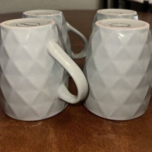 Embossed Ceramic Coffee Mug Set  Dishwasher & Microwave Safe  Geometric - Picture 5 of 7